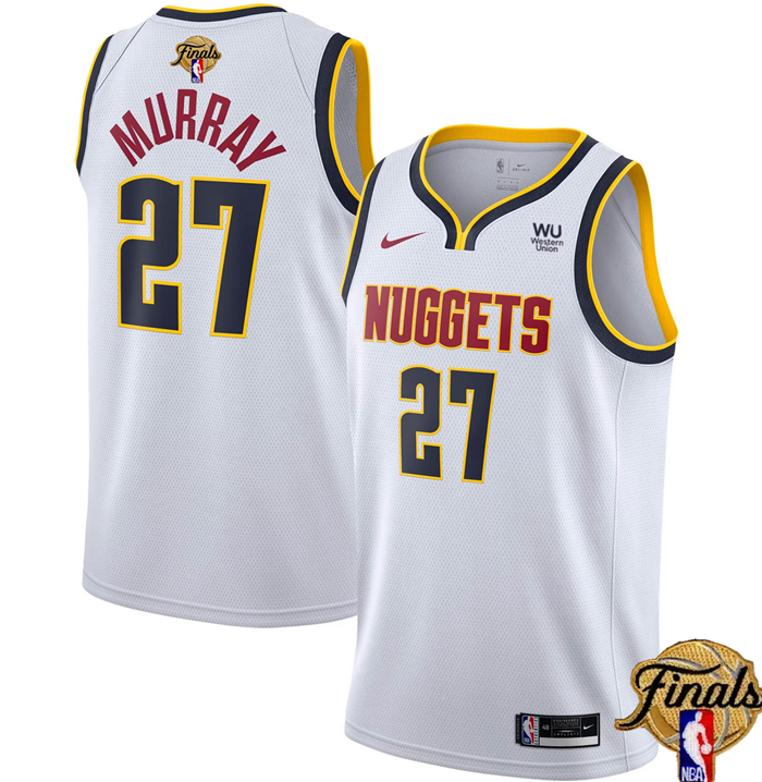 Men's Denver Nuggets #27 Jamal Murray White 2023 Finals Association Edition Stitched Basketball Jersey